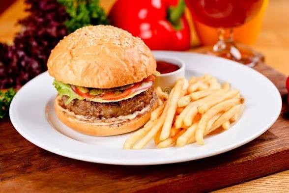 Beef Patty Burger with French Fry