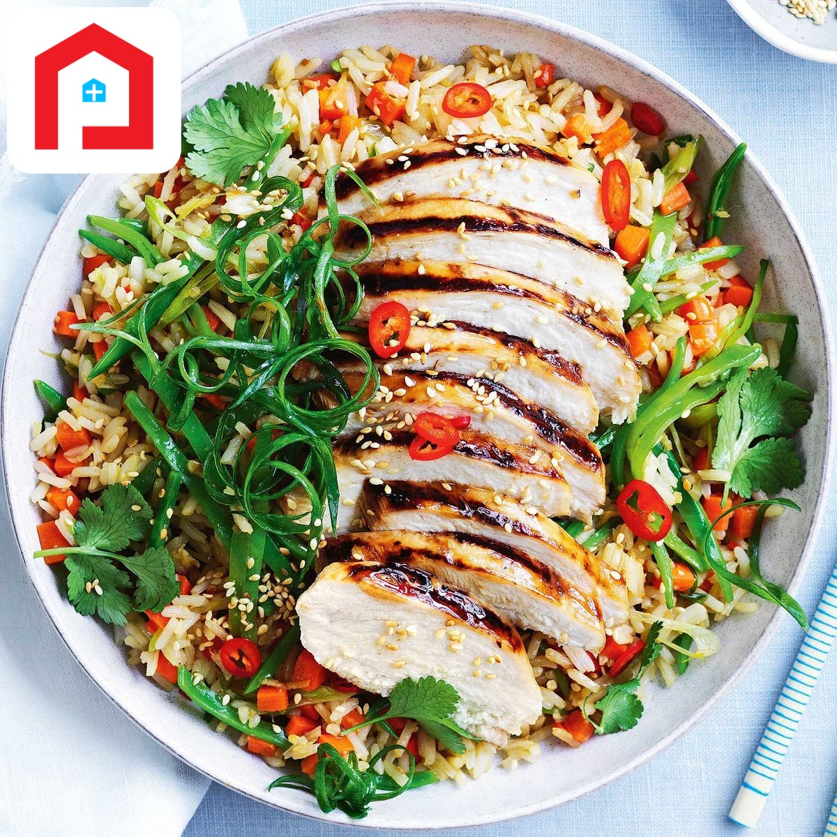 Fried Rice + Chinese Vagitable Chicken B.B.Q + Salad